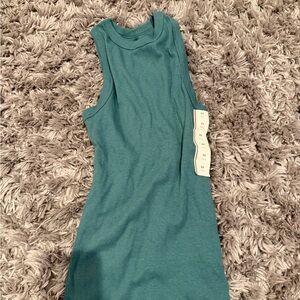 Teal Sleeveless Ribbed Dress